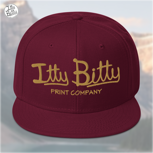 Flat Brim Snap Burgundy Gold