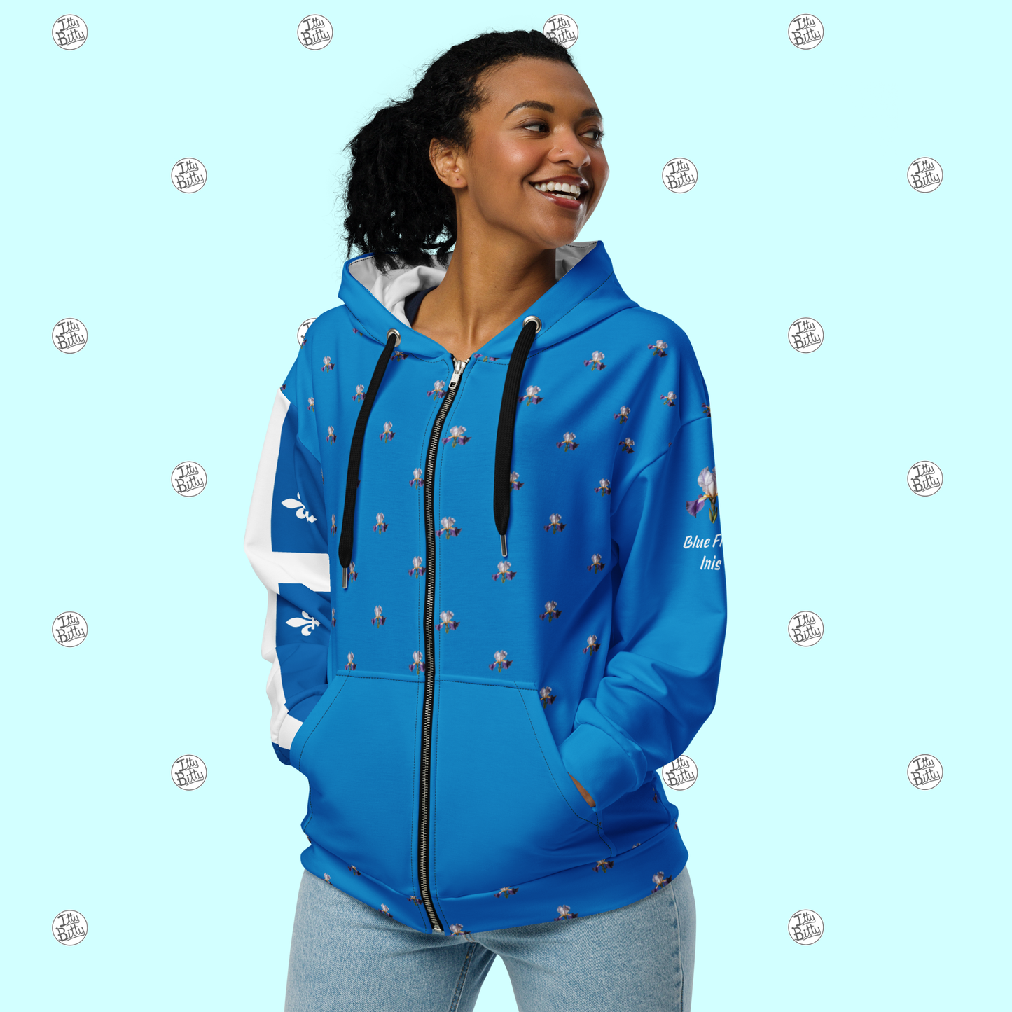 Quebec Blue Flag Iris - Zipper Hoodie