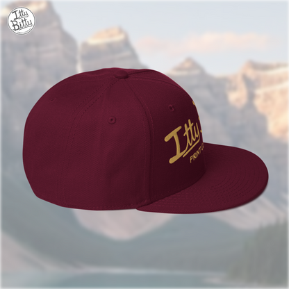 Flat Brim Snap Burgundy Gold