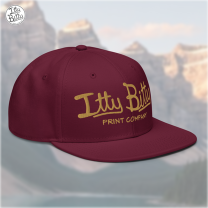 Flat Brim Snap Burgundy Gold