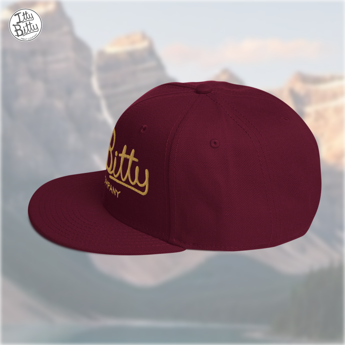 Flat Brim Snap Burgundy Gold