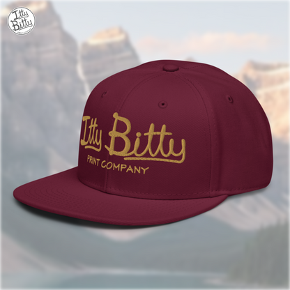 Flat Brim Snap Burgundy Gold